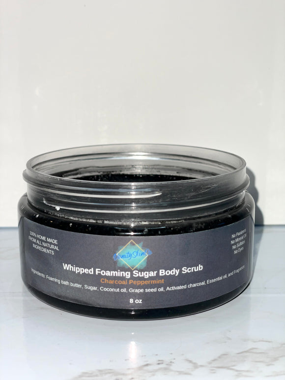 Whipped Foaming Sugar Body Scrub - Charcoal Peppermint